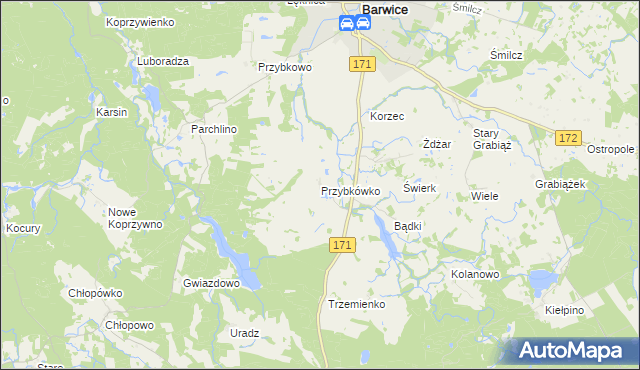 mapa Przybkówko, Przybkówko na mapie Targeo