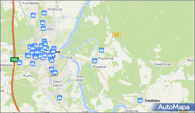 mapa Przyborów gmina Nowa Sól, Przyborów gmina Nowa Sól na mapie Targeo