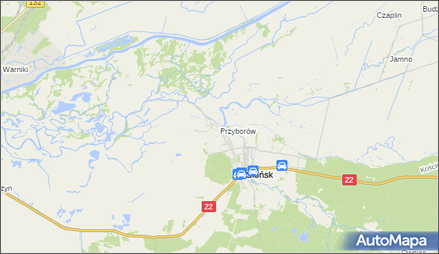 mapa Przyborów gmina Słońsk, Przyborów gmina Słońsk na mapie Targeo