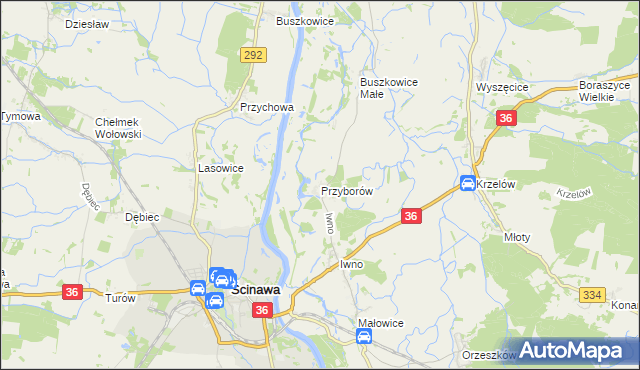 mapa Przyborów gmina Wińsko, Przyborów gmina Wińsko na mapie Targeo