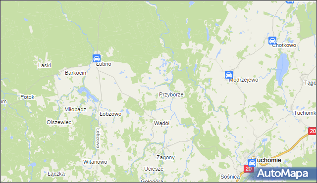 mapa Przyborze gmina Kołczygłowy, Przyborze gmina Kołczygłowy na mapie Targeo