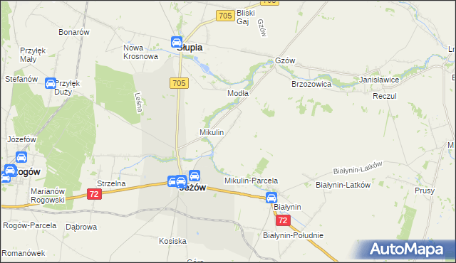 mapa Przybyszyce, Przybyszyce na mapie Targeo