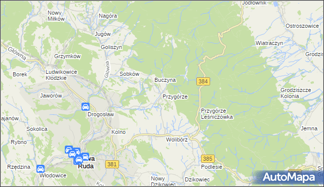 mapa Przygórze gmina Nowa Ruda, Przygórze gmina Nowa Ruda na mapie Targeo