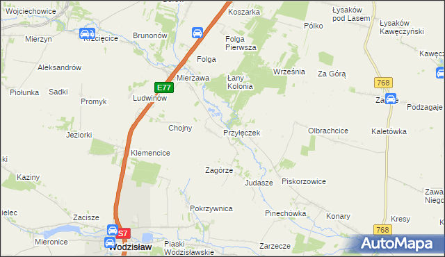 mapa Przyłęczek, Przyłęczek na mapie Targeo