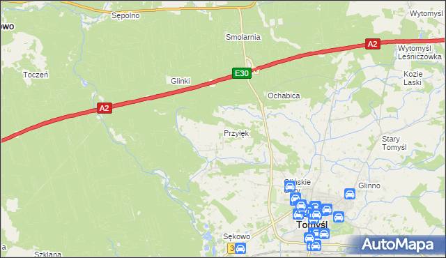 mapa Przyłęk gmina Nowy Tomyśl, Przyłęk gmina Nowy Tomyśl na mapie Targeo