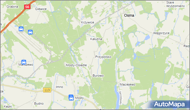 mapa Przypólsko gmina Osina, Przypólsko gmina Osina na mapie Targeo