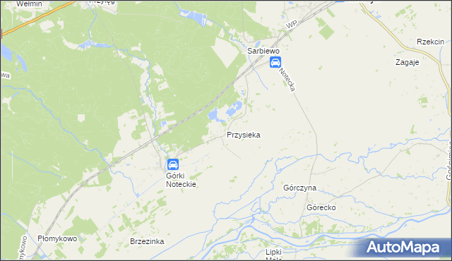 mapa Przysieka gmina Zwierzyn, Przysieka gmina Zwierzyn na mapie Targeo