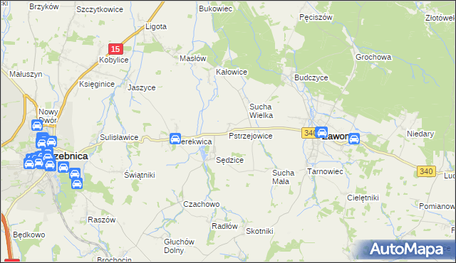 mapa Pstrzejowice, Pstrzejowice na mapie Targeo