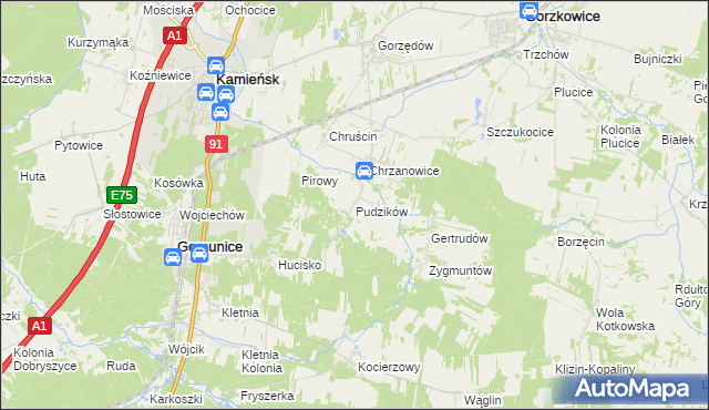 mapa Pudzików, Pudzików na mapie Targeo