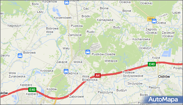 mapa Pustków-Osiedle, Pustków-Osiedle na mapie Targeo