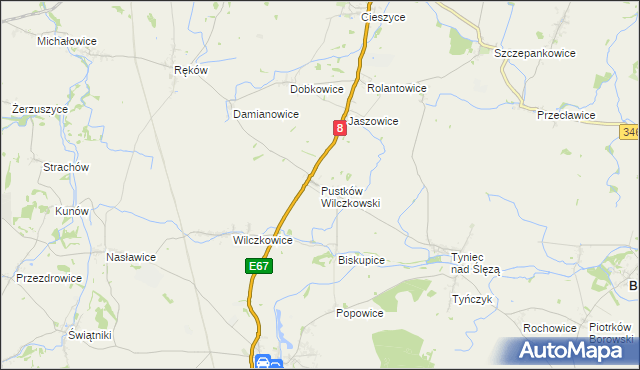 mapa Pustków Wilczkowski, Pustków Wilczkowski na mapie Targeo