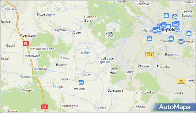 mapa Pustkowie Lgockie, Pustkowie Lgockie na mapie Targeo