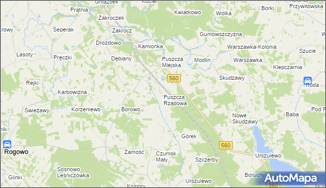 mapa Puszcza Rządowa, Puszcza Rządowa na mapie Targeo