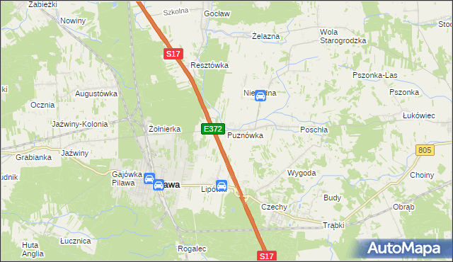 mapa Puznówka, Puznówka na mapie Targeo