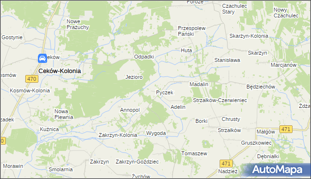 mapa Pyczek, Pyczek na mapie Targeo