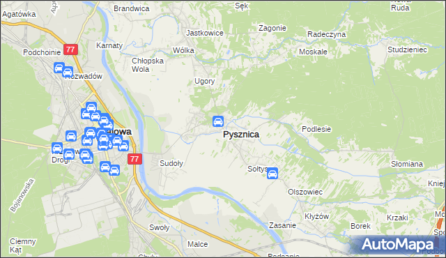 mapa Pysznica, Pysznica na mapie Targeo