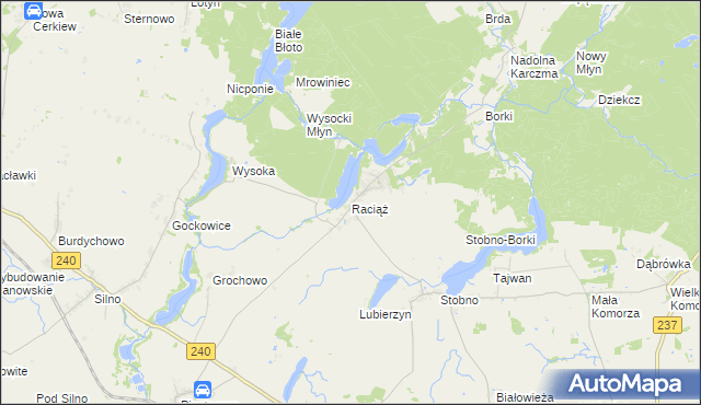 mapa Raciąż gmina Tuchola, Raciąż gmina Tuchola na mapie Targeo