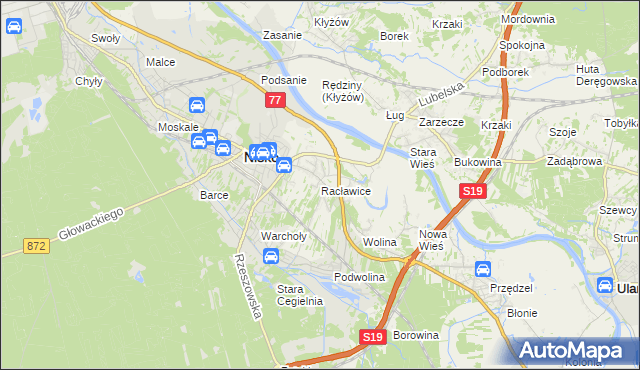 mapa Racławice gmina Nisko, Racławice gmina Nisko na mapie Targeo