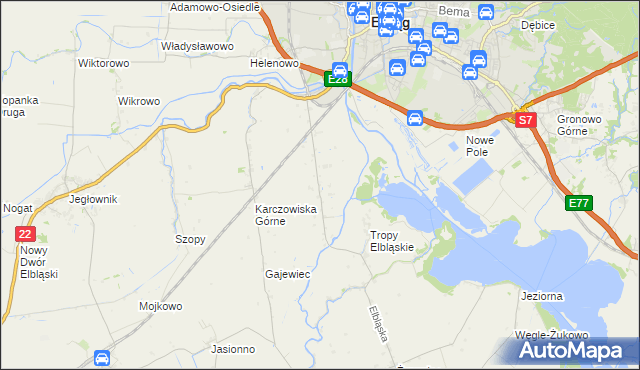 mapa Raczki Elbląskie, Raczki Elbląskie na mapie Targeo