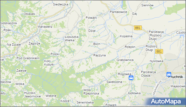 mapa Rączyna, Rączyna na mapie Targeo