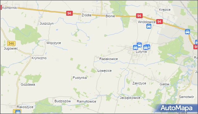 mapa Radakowice, Radakowice na mapie Targeo