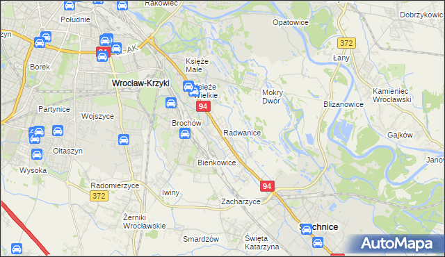 mapa Radwanice gmina Siechnice, Radwanice gmina Siechnice na mapie Targeo