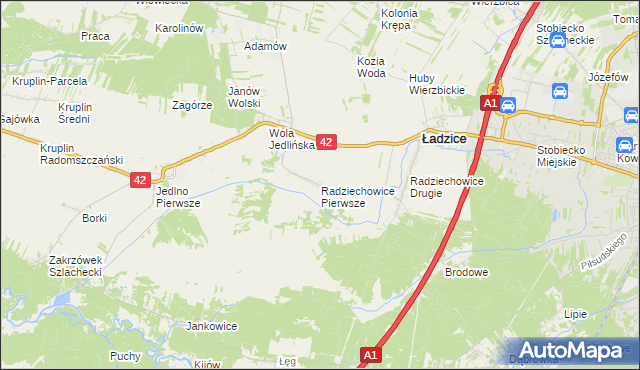 mapa Radziechowice Pierwsze, Radziechowice Pierwsze na mapie Targeo