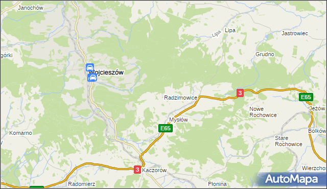 mapa Radzimowice gmina Bolków, Radzimowice gmina Bolków na mapie Targeo