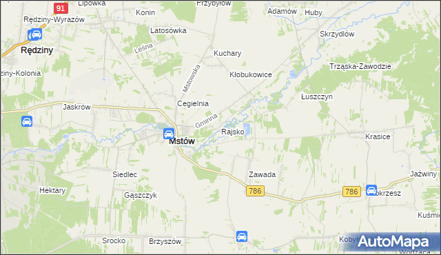 mapa Rajsko gmina Mstów, Rajsko gmina Mstów na mapie Targeo