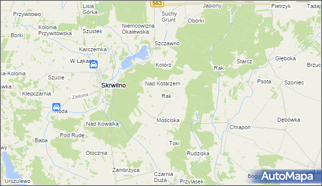 mapa Rak gmina Skrwilno, Rak gmina Skrwilno na mapie Targeo
