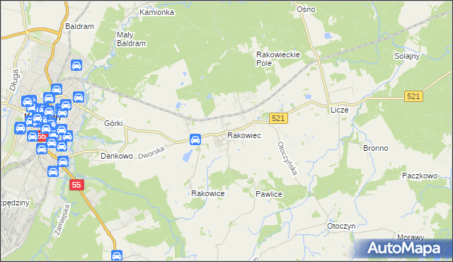 mapa Rakowiec gmina Kwidzyn, Rakowiec gmina Kwidzyn na mapie Targeo