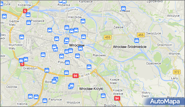 mapa Rakowiec gmina Wrocław, Rakowiec gmina Wrocław na mapie Targeo