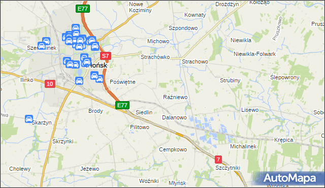 mapa Raźniewo, Raźniewo na mapie Targeo