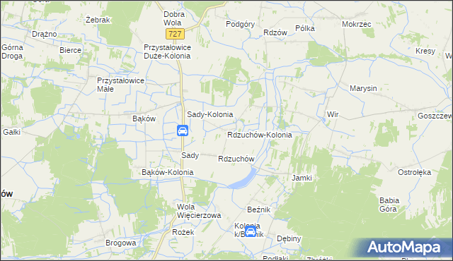 mapa Rdzuchów-Kolonia, Rdzuchów-Kolonia na mapie Targeo