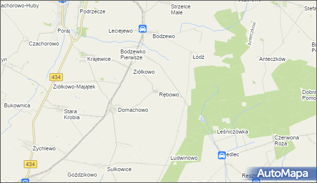 mapa Rębowo gmina Piaski, Rębowo gmina Piaski na mapie Targeo