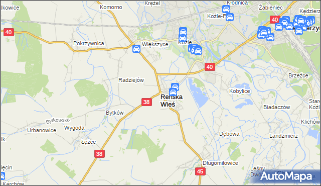 mapa Reńska Wieś powiat kędzierzyńsko-kozielski, Reńska Wieś powiat kędzierzyńsko-kozielski na mapie Targeo