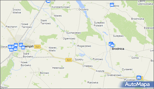 mapa Rogaczewo gmina Brodnica, Rogaczewo gmina Brodnica na mapie Targeo
