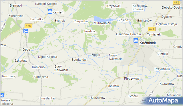 mapa Rogal gmina Koźminek, Rogal gmina Koźminek na mapie Targeo