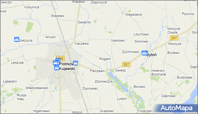 mapa Rogalin gmina Piotrków Kujawski, Rogalin gmina Piotrków Kujawski na mapie Targeo