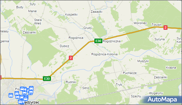 mapa Rogoźnica-Kolonia, Rogoźnica-Kolonia na mapie Targeo