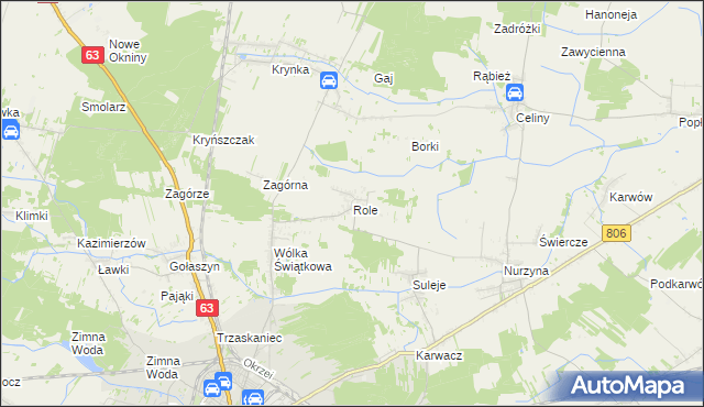 mapa Role gmina Łuków, Role gmina Łuków na mapie Targeo