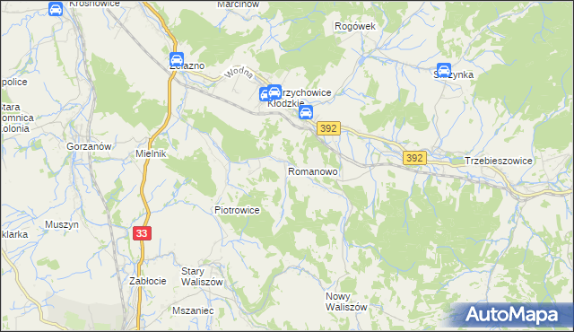 mapa Romanowo gmina Kłodzko, Romanowo gmina Kłodzko na mapie Targeo