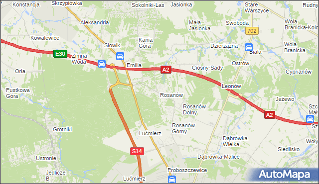 mapa Rosanów, Rosanów na mapie Targeo