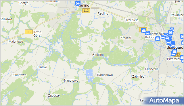 mapa Rościno, Rościno na mapie Targeo