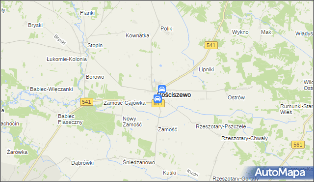 mapa Rościszewo powiat sierpecki, Rościszewo powiat sierpecki na mapie Targeo