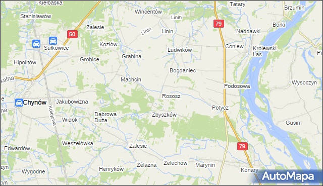 mapa Rososz gmina Chynów, Rososz gmina Chynów na mapie Targeo