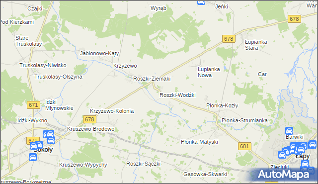 mapa Roszki-Wodźki, Roszki-Wodźki na mapie Targeo