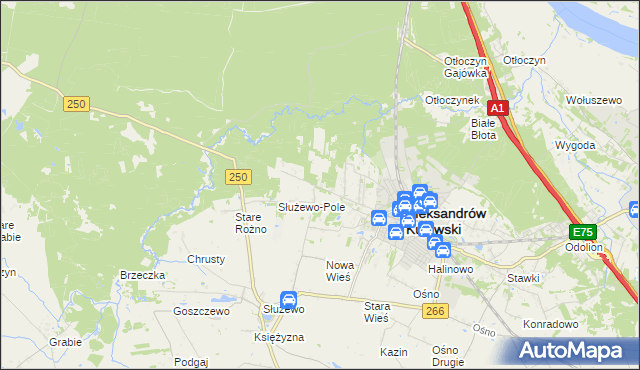 mapa Rożno-Parcele, Rożno-Parcele na mapie Targeo