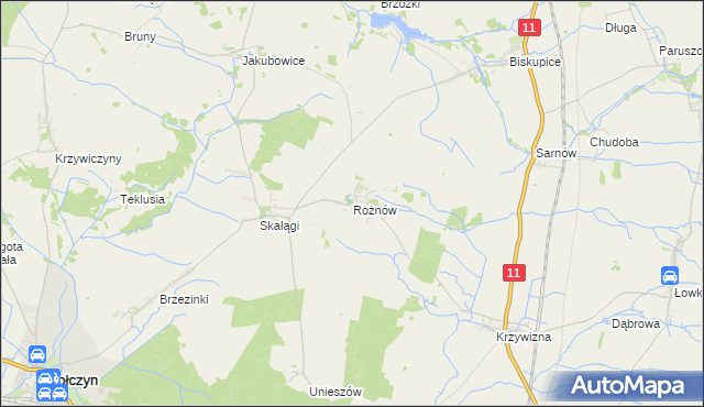 mapa Rożnów gmina Wołczyn, Rożnów gmina Wołczyn na mapie Targeo