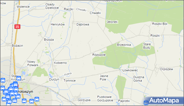 mapa Różopole, Różopole na mapie Targeo